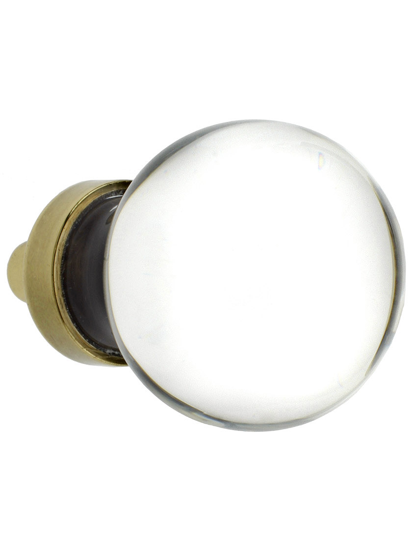 Small Bristol Crystal Cabinet Knob With Solid Brass Base in Antique Brass.